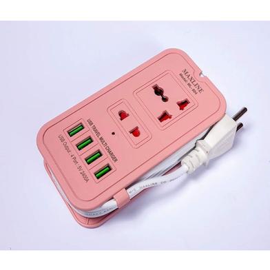 Maxline ML-604 4 USB Ports 2 Sockets Travel Multi Charger And Extension Socket With 6 Feet Cable