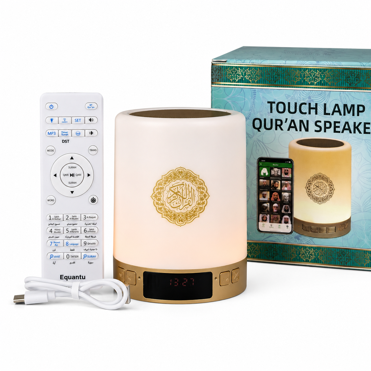 3 in 1 Smart Touch Lamp Quran Speaker and clock with Remote & App Control (SQ-122)  Ask for details