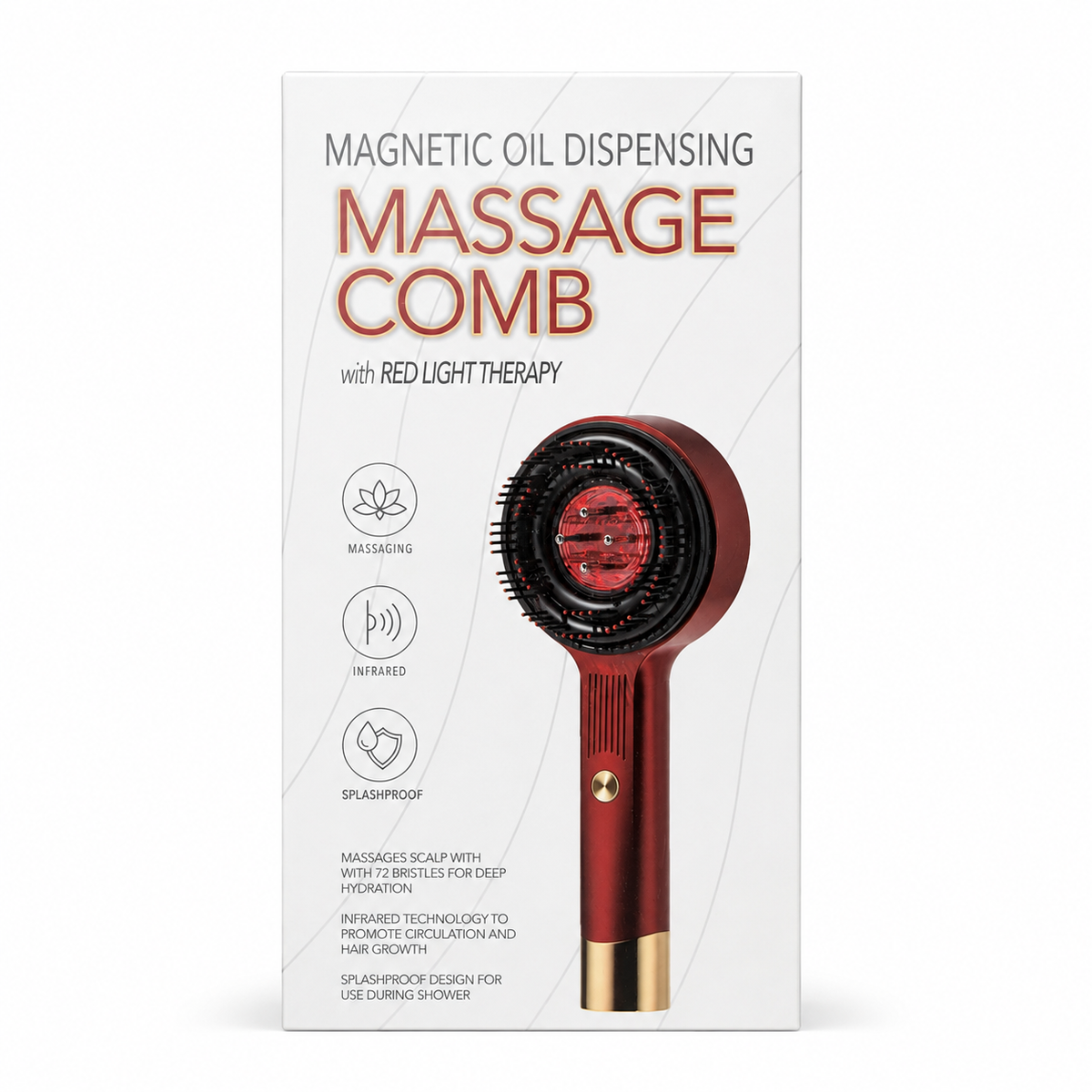 Magnetic Oil Dispensing Massage Comb (with Red Light Therapy)