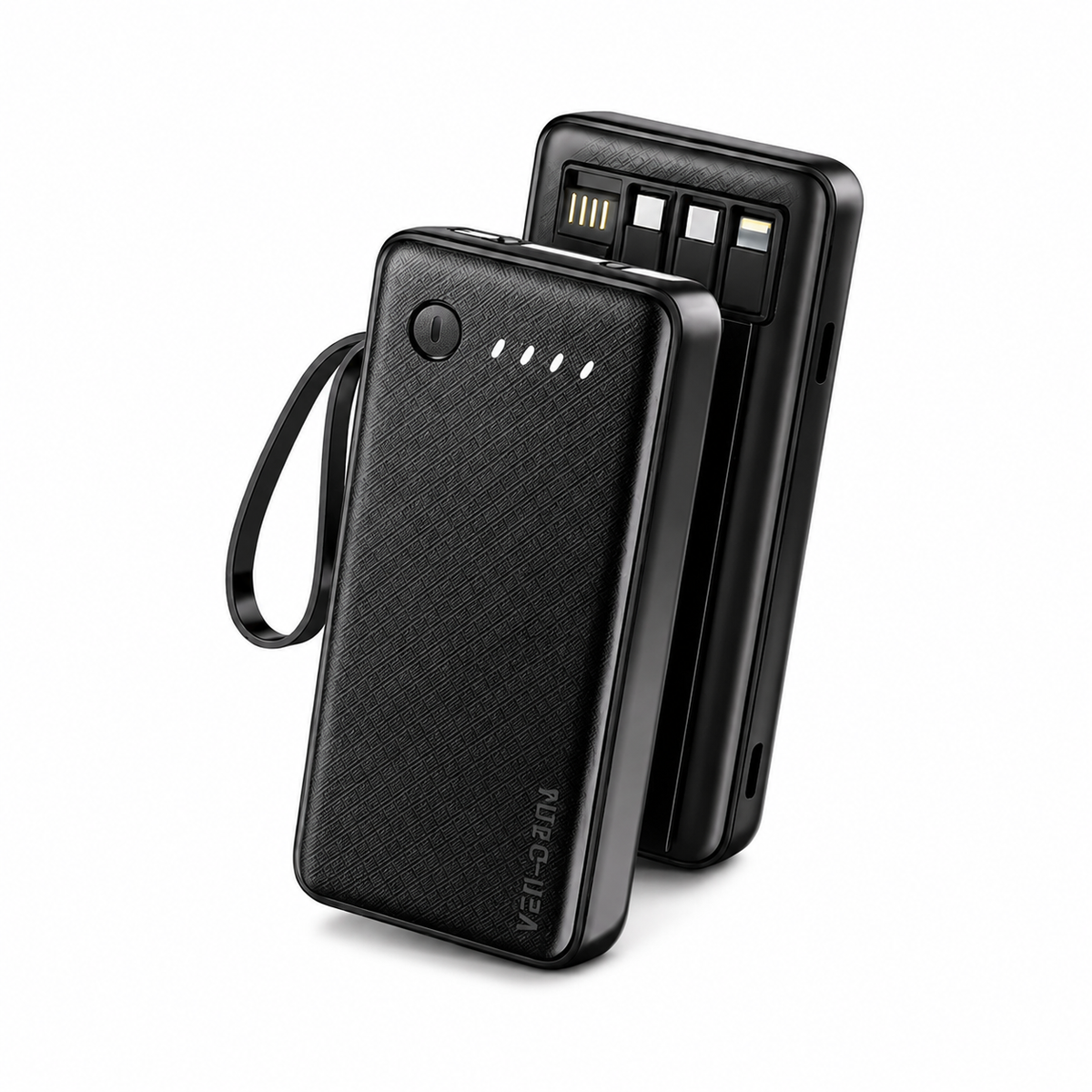 VEN-DENS 10000mAh Power Bank (VD-PB058) – Portable Charger with Built-in Type-C, Micro & Lightning Cables, Fireproof Shell & LED Indicator